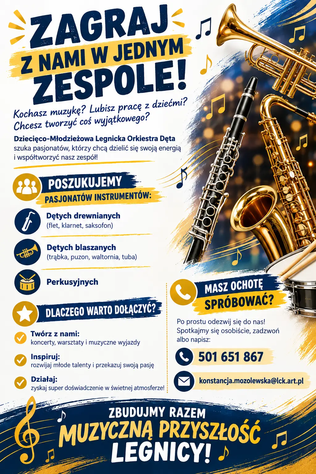 Dziecięco-Młodzieżowa Legnicka Orkiestra Dęta poszukuje muzyków