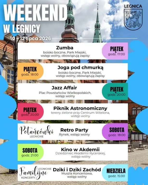 Plan wydarzeń kulturalnych na weekend w Legnicy