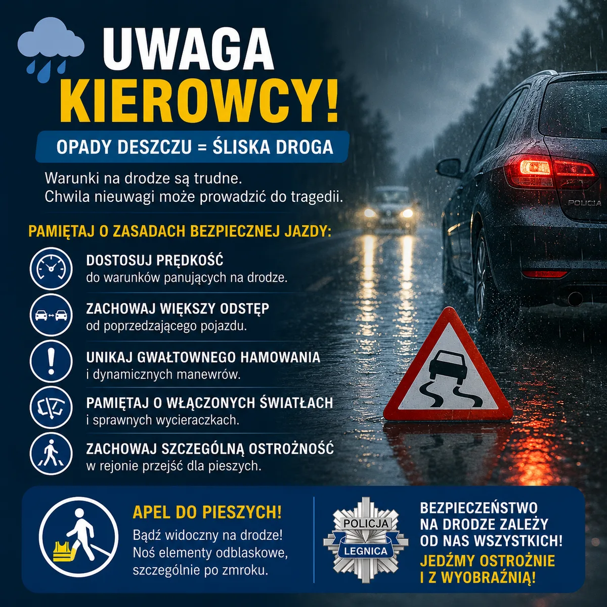Trudne warunki drogowe - uwaga dla kierowców