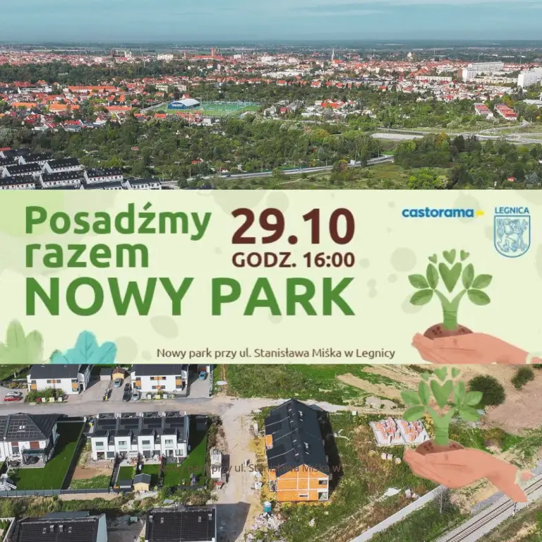 Wspólne sadzenie drzew w nowym parku przy ul. S. Miśka w Legnicy